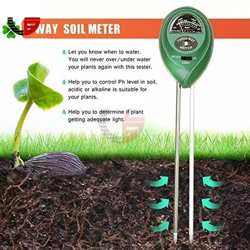 3 in 1 Soil PH Meter Sunlight PH Tester Garden Flowers Soil Moisture 0