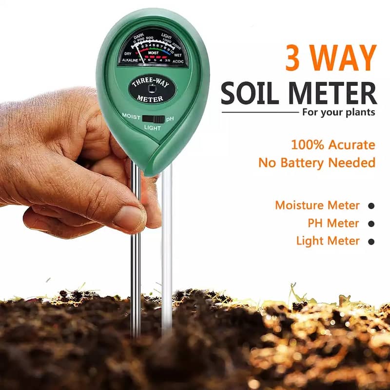 3 in 1 Soil PH Meter Sunlight PH Tester Garden Flowers Soil Moisture 2