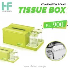 Combination Tissue Box with Pack of 2 cans