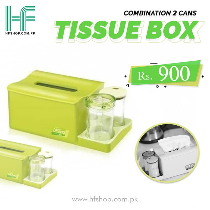 Combination Tissue Box with Pack of 2 cans 0