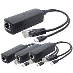 PoE Splitter Power Over Ethernet 48V to 5V 2.4A Micro USB 4 Raspberry