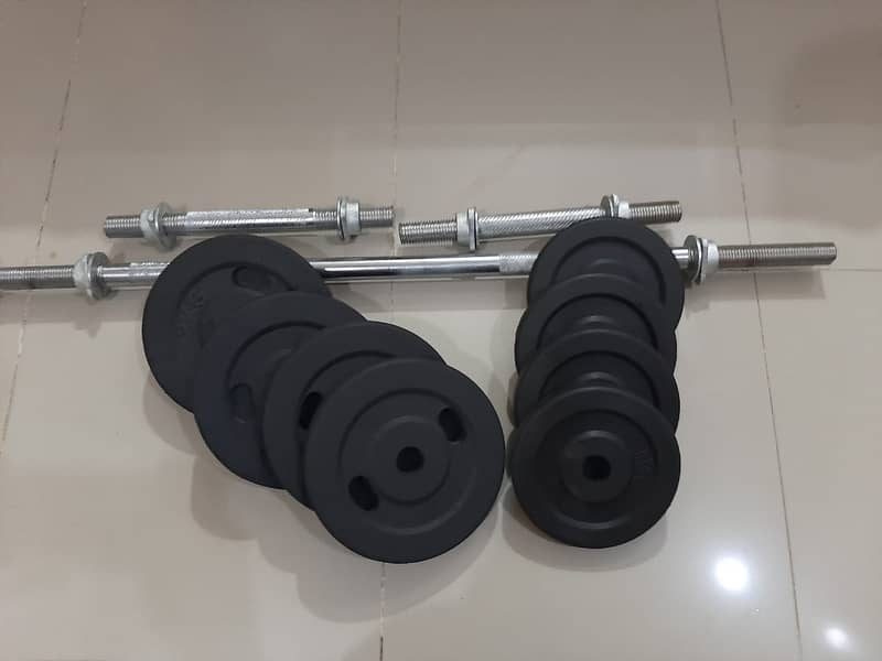 5 in 1 set of 30kg Rubber Weight Plates Dumbbel bench press dumbel Rod 1