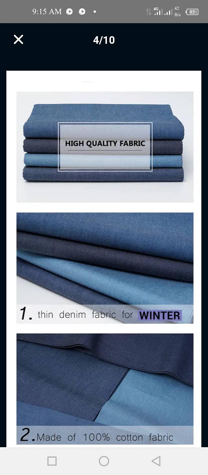 Jeans Fabric-Soft Denim Stretchable and Thick 3