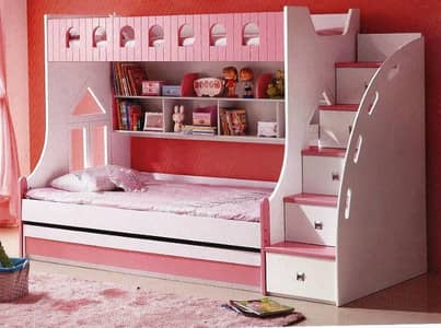 pink white triple bunk bed 0