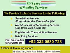 Exclusive English Urdu Arabic Translation Services Provided!