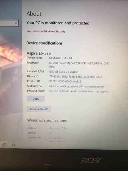 Acer Aspire E15 E5-575-52JF i5 6Th Gen 8Gb Ram 1Tb Hard 4