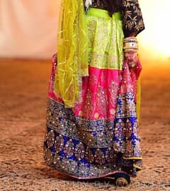 mehndi bridal lenga (pink green blue)