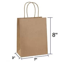 Custom Quantity Kraft Paper Bags with Handles Bulk 110Grams 7 X 8 X 3