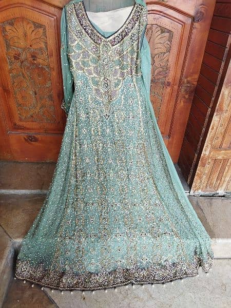 pista green maxi. . . . maxi+kaam wala dupatta+trousers 1