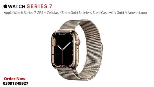 Gold Stainless Steel Case Apple Watch Series 7 45mm GPS+Cellular MKJY3 0
