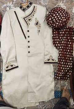 Sherwani + Turban + Khussa for sale (One time used only)