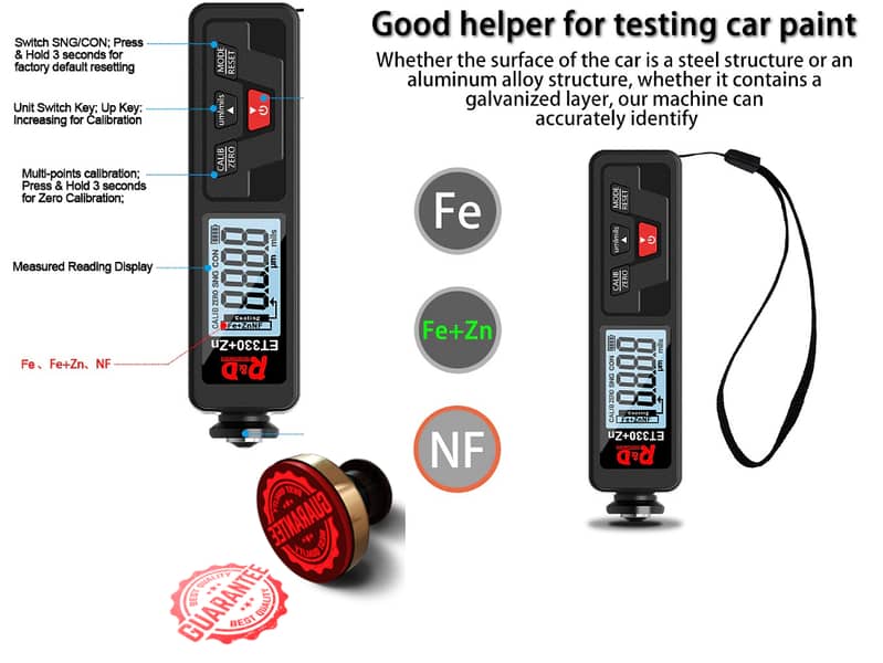 Car Paint Thickness Gauge check R&D ET330  Electroplate Metal Coating 0