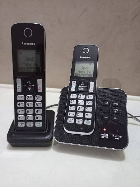 UK imported Panasonic twin cordless phone with answer machine+intercom 1