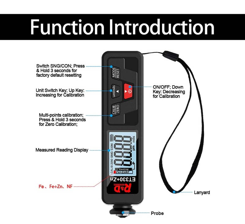 Car Paint check Thickness Gauge R&D ET330  Electroplate Metal Coating 9