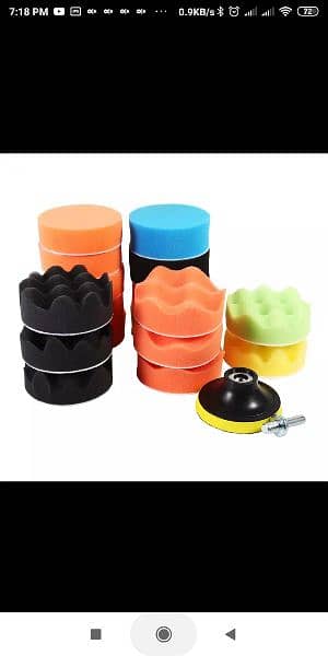 19Pcs 3" Gross Polishing Buff Pad Kit Drill Adapter Car Polisher 1