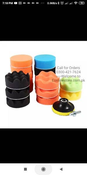 19Pcs 3" Gross Polishing Buff Pad Kit Drill Adapter Car Polisher 6