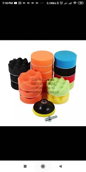 19Pcs 3" Gross Polishing Buff Pad Kit Drill Adapter Car Polisher 8