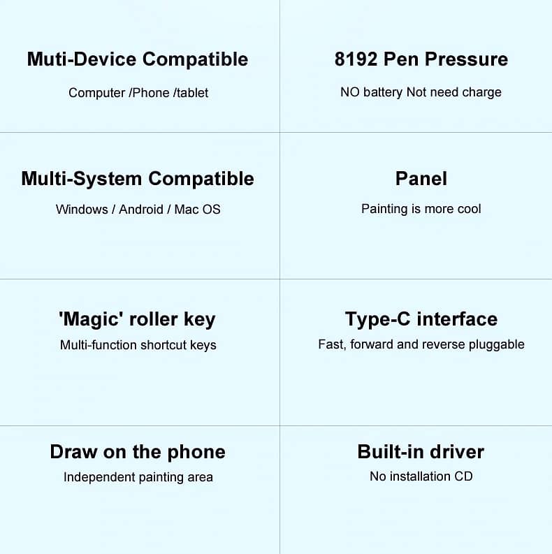 Drawing Tablet 10Moons G20 Graphic  Support android Phone with Roller 6