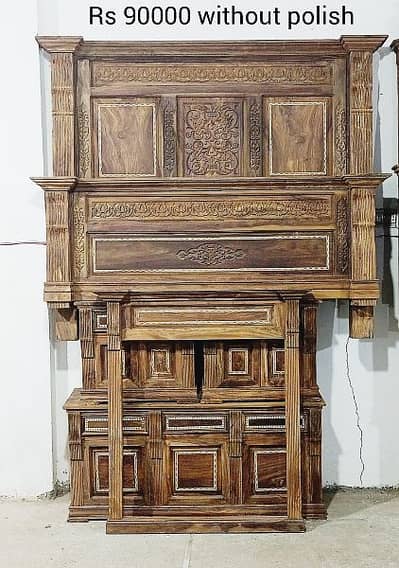 Pure sheesham wood chinioti bed dressing set without polish