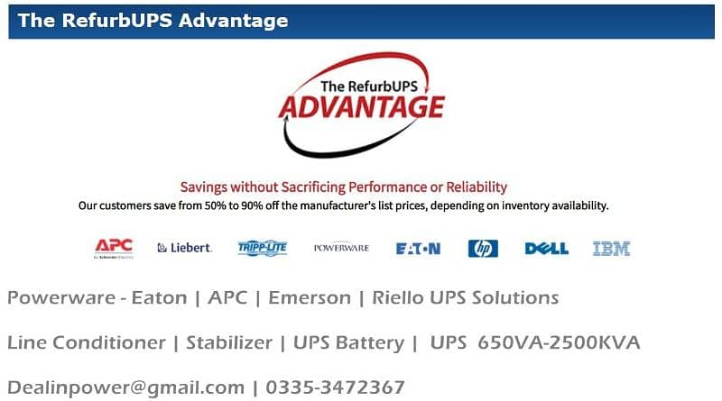 Refurbished Online UPS Riello UPS | Emerson | APC |  Eaton  1-2500KVA 6
