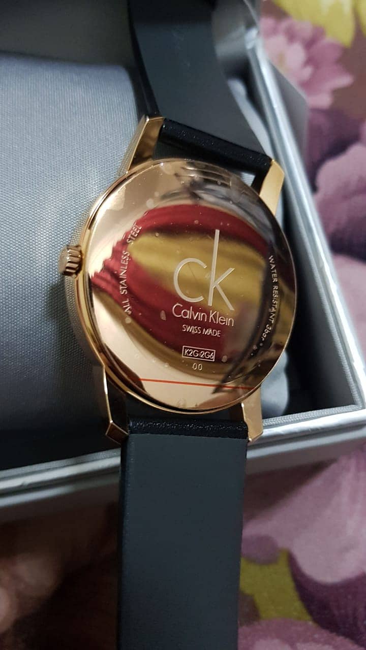 Calvin Klein Men`s Ebony Rose Gold Case Black Leather Watch K2G2G6C3 3