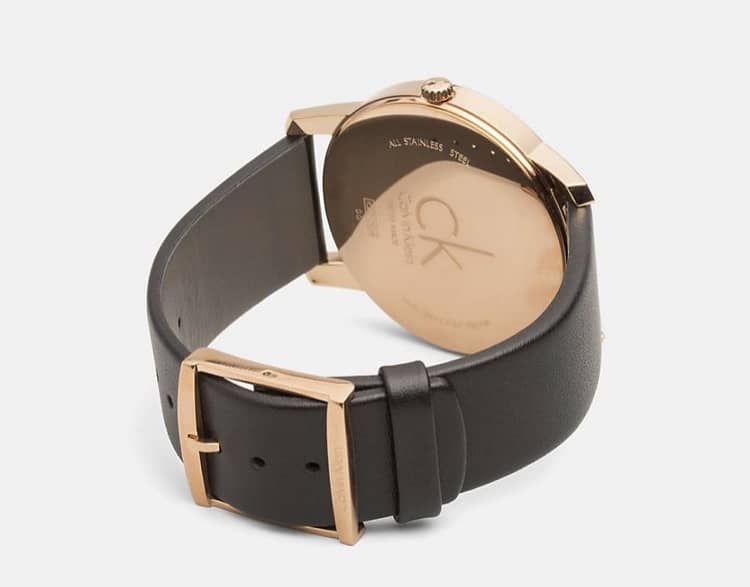 Calvin Klein Men`s Ebony Rose Gold Case Black Leather Watch K2G2G6C3 6