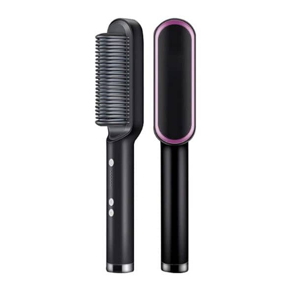 2 In 1 Ionic Straightening Brush With 3 Heat Levels Fast 0