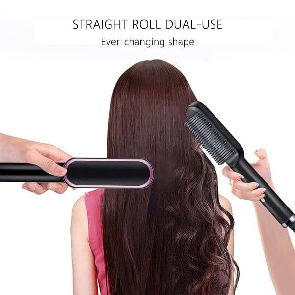 2 In 1 Ionic Straightening Brush With 3 Heat Levels Fast 4