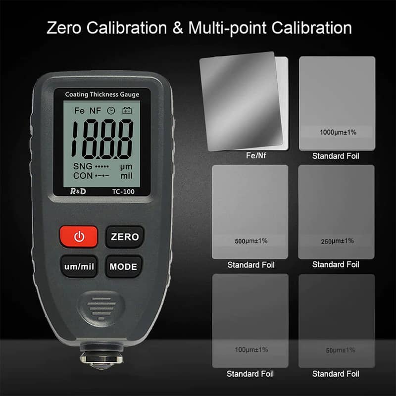 Car Paint Tester R&D TC100 Coating Thickness Gauge 0.1micron / 0-1300 10