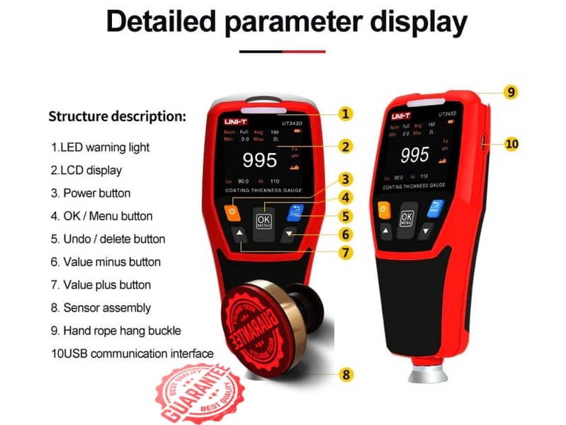 Car Paint Checker UNI-T UT343D Paint Thickness Tester used by Pakwheel 0