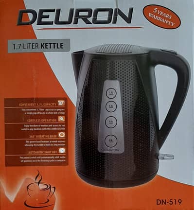 Deuron Electric kettle in Black or White color with 1.7 Ltr Capacity