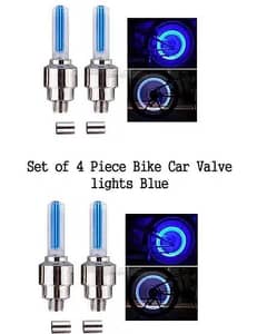 pack of 4Cycle/Bike/Car Tyre Valve Cap Wheel Spokes LED Light Blue