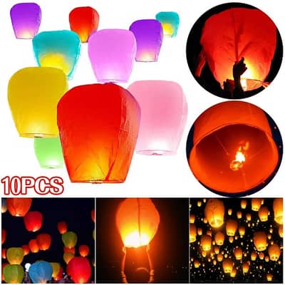 Pack Of 10 Pieces Flying Sky Lanterns WhatsApp 0306-16-744-60