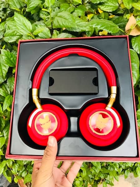 New the Avengers 4 Iron Man Wireless bluetooth Headset red stereo 3