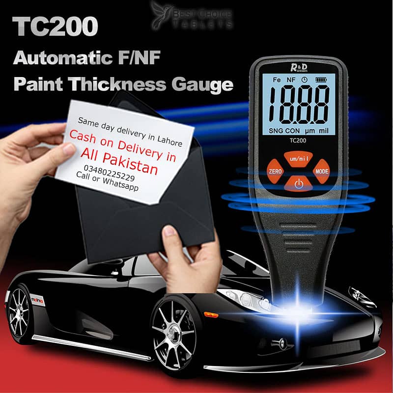 Car Paint Tester Thickness checker Gauge R&D TC200 0.1 micron/0-1500 0