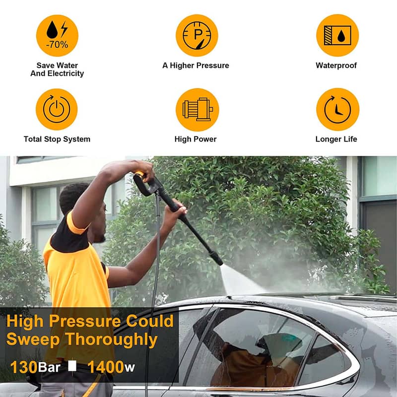 INGCO Electric High Pressure Car Washer 130 -Bar Carbon Brush Motor 9