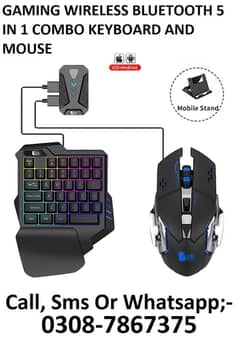 GAMING WIRELESS BLUETOOTH 5 IN 1 COMBO KEYBOARD AND MOUSE Delivery Ava
