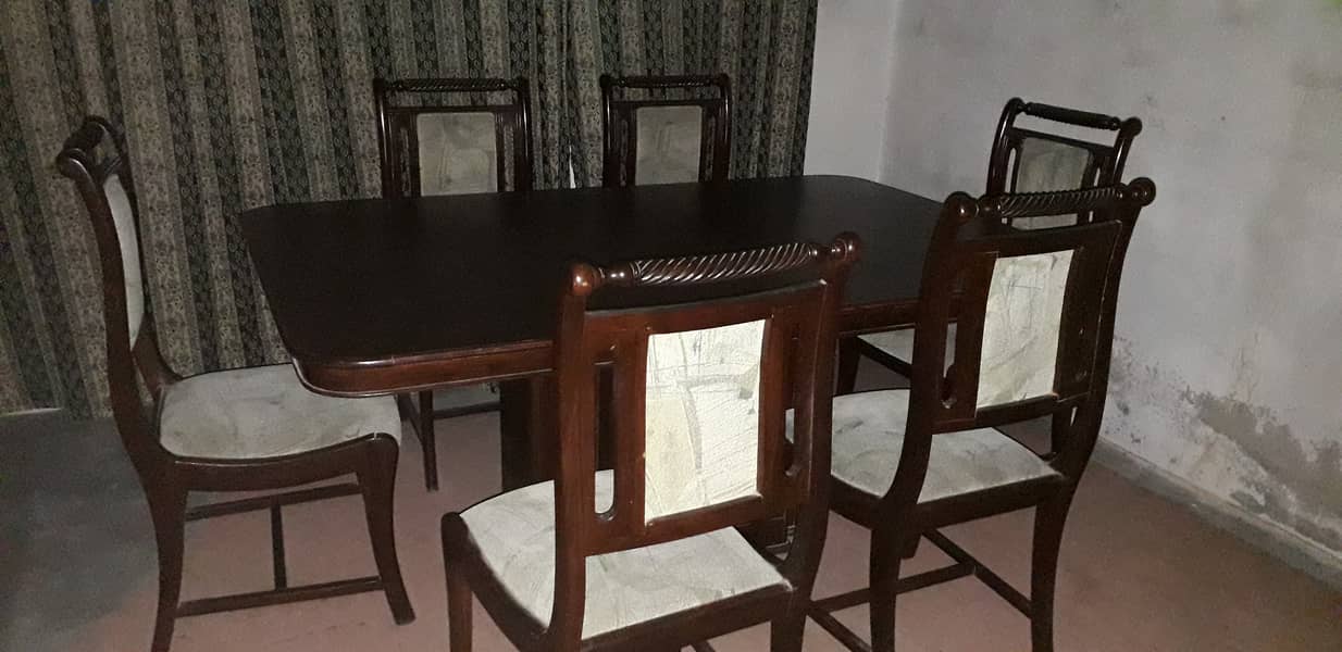 Deyaar wood and chipboard with 6 chair dining table set 1