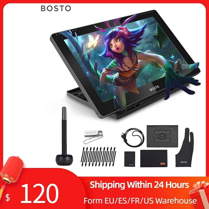 BOSTO BT-16HDT Portable 15.6Inch H-IPS LCD Graphics Drawing Tablet onl 0