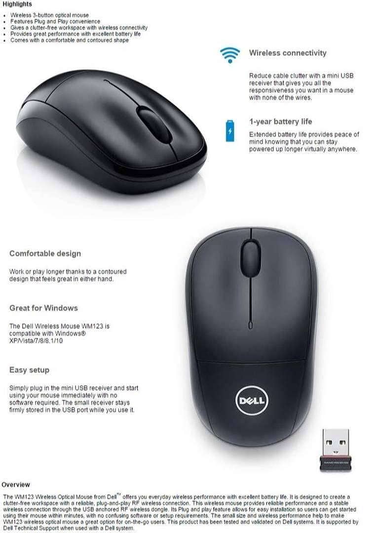 Dell Wm428 / Hp Fm510 W10 Jedel W620 W690 Logitech M185 Wireless Mouse 2