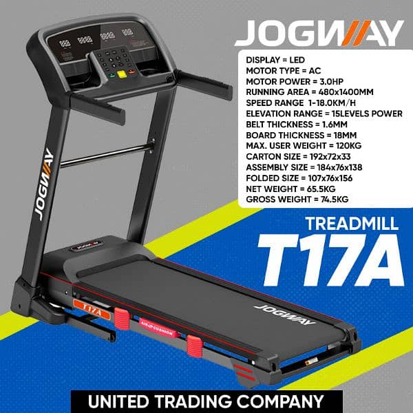 3Hp AC MOTOR JOGWAY TREADMILL GYM AND FITNESS MACHINE 0