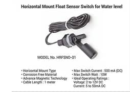Horizontal mount Float sensor switch for water Level