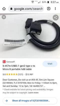 USB C 3.1 Gen 2 external hard drive cable