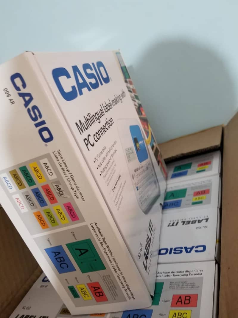 Casio KL G2 box pack label printer for bar code nd logo design 2