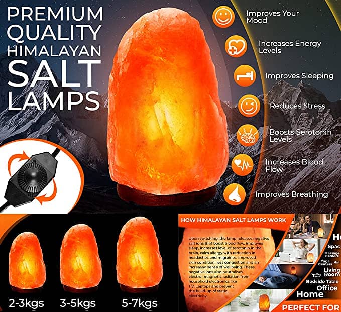 Nyxi 2-3 KG Himalayan Salt Lamp with Dimmer Switch to Control 0