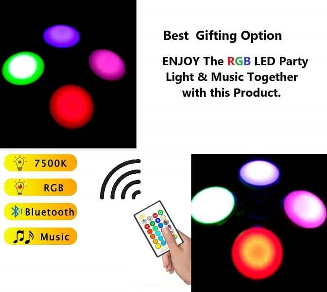 LED RGB BLUETOOTH SPEAKER BULB WITH REMOTE CONTROL & ADJUSTABLE PANELS 4