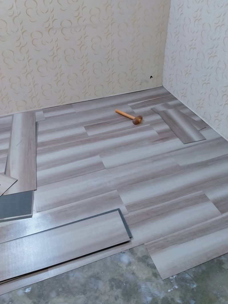 Pvc panel. pvc wallpaper. Blinds. wooden&vinyl floor. grass. ceiling 3