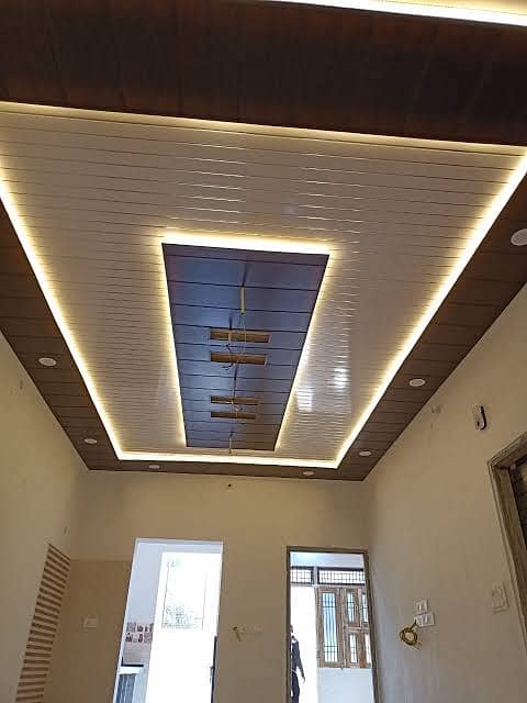 Pvc panel. pvc wallpaper. Blinds. wooden&vinyl floor. grass. ceiling 11