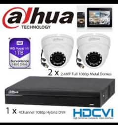 Dahua Hikvision 2 camera 2 mp 4 channel dvr XVR cctv cable hard drive