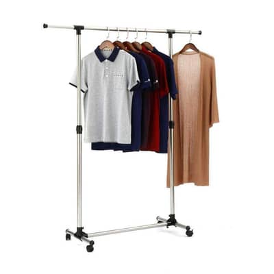 Clothes Hanger with Wheels Drying Rack - Silver and Black